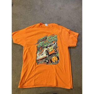 Vtg Orange Late Model Dirt Track Racing‎ Graphic T-Shirt Mens Size Large